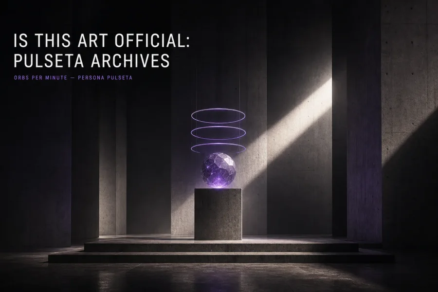 A violet luminous orb in a fictional concrete chamber.